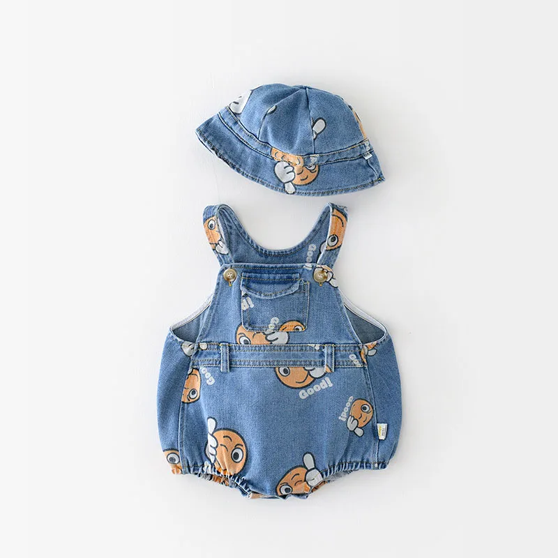 Body y gorra de mezclilla para bebé – Set suave unisex - imagen 2
