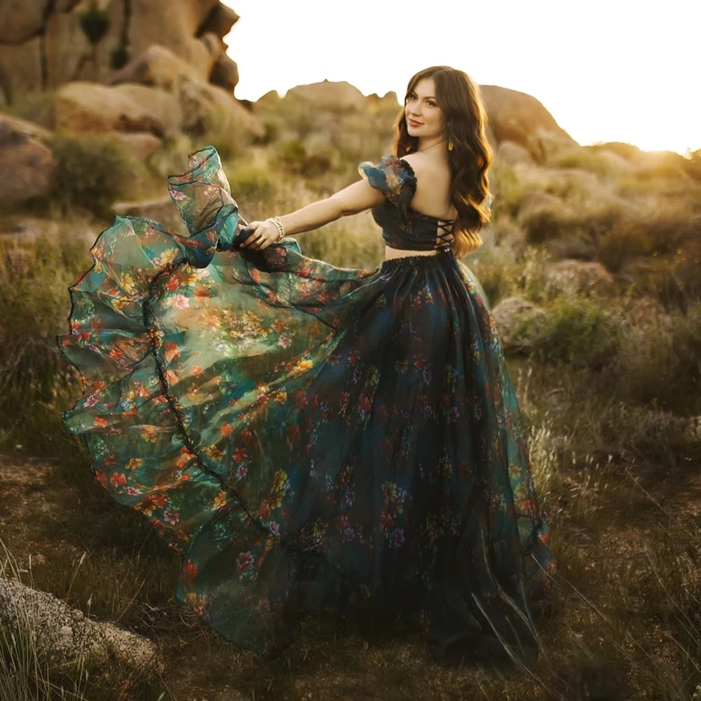 Vestido de maternidad bohemio de gasa para sesión de embarazo - imagen 2