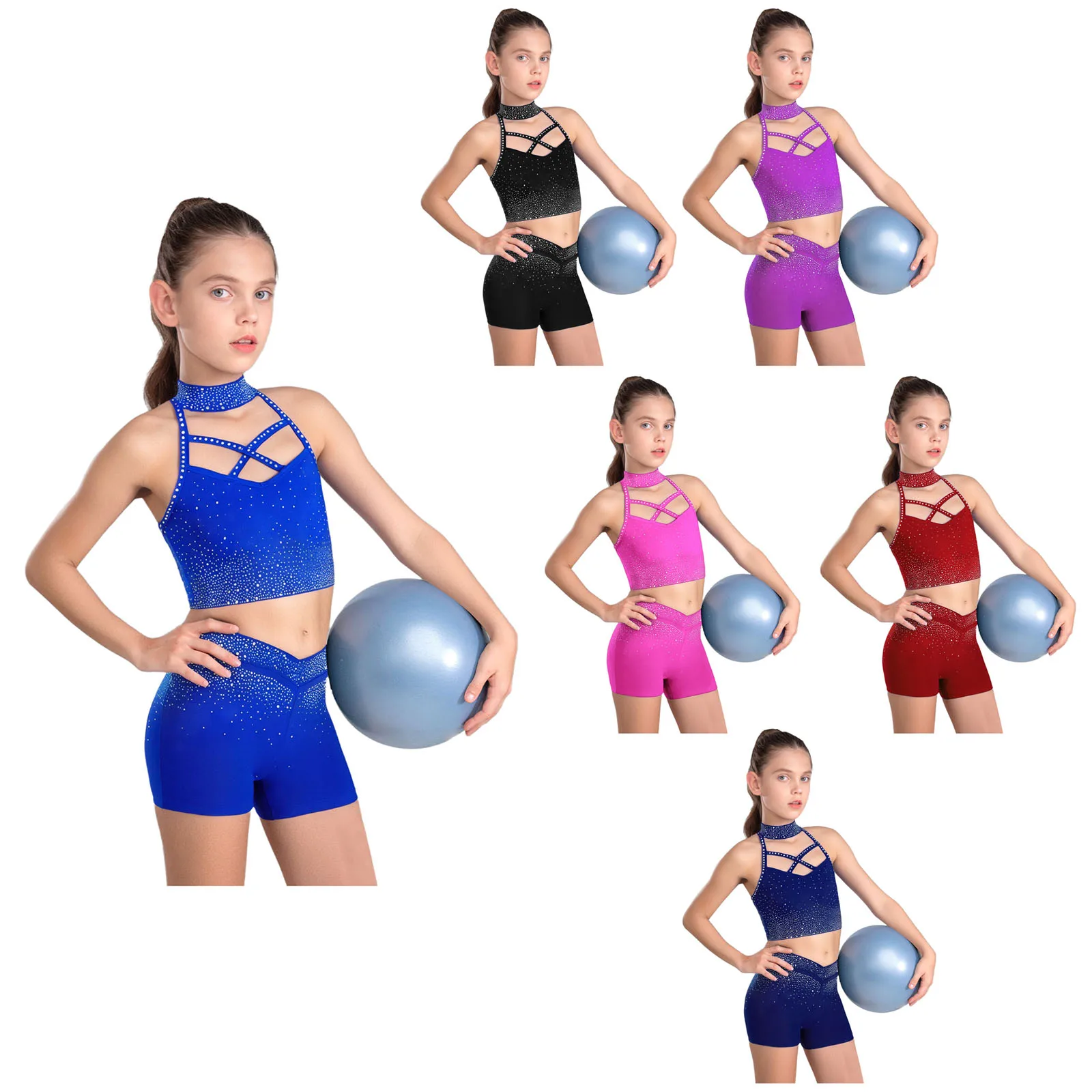 Traje de gimnasia y ballet para niña con top y short - imagen 4