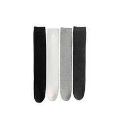 Calcetines altos de algodón blanco y negro estilo coreano cómodos