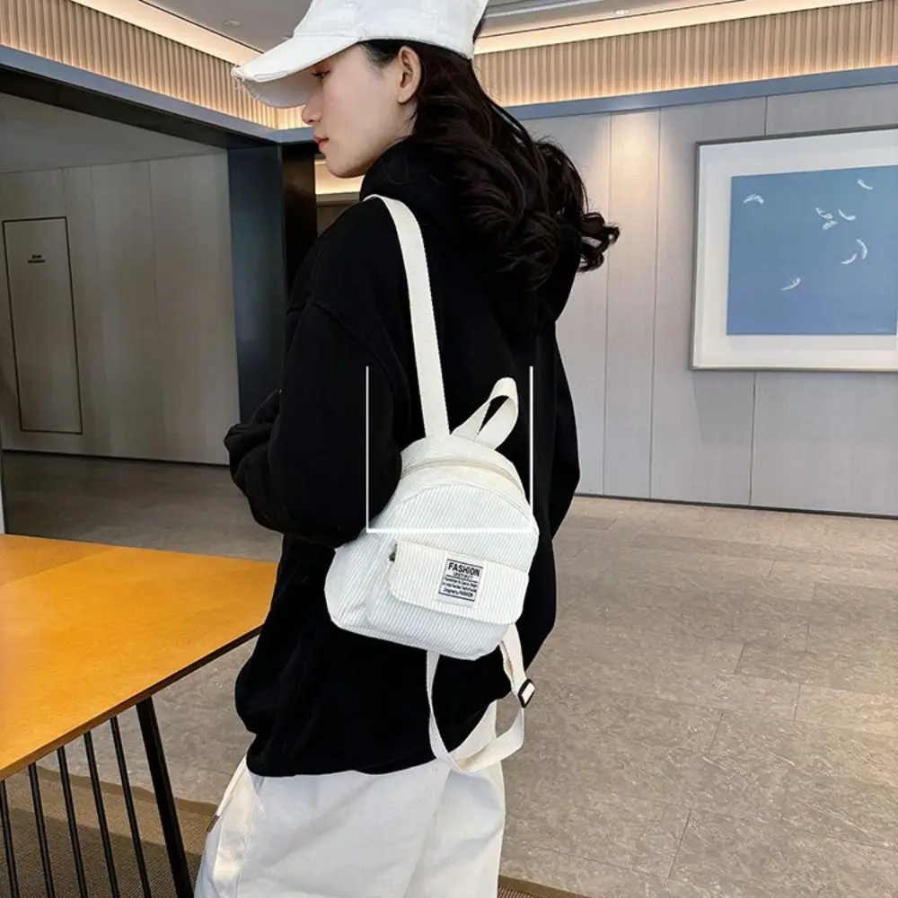 Mochila de pana escolar para niñas con bandolera ajustable - imagen 3