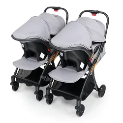 Cochecito gemelar ligero con absorción de impacto – Plegable 0-3 años