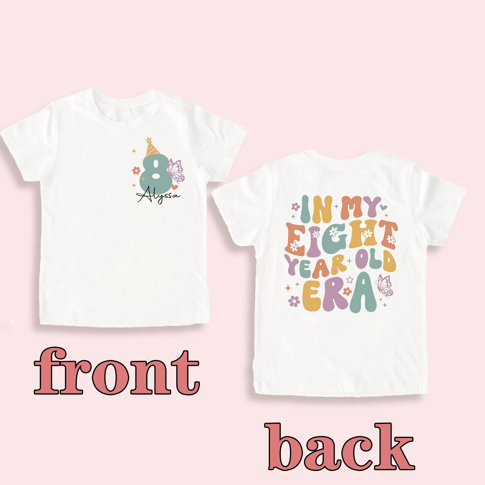 Camisa personalizada de cumpleaños para niña con nombre – Estilo retro - imagen 5