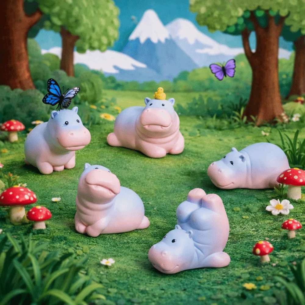 Figurita de hipopótamo en resina – Estilo caricatura infantil - imagen 4
