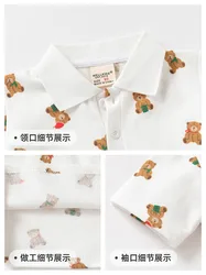 MILANCEL Camiseta tipo polo de verano holgada con oso para niños