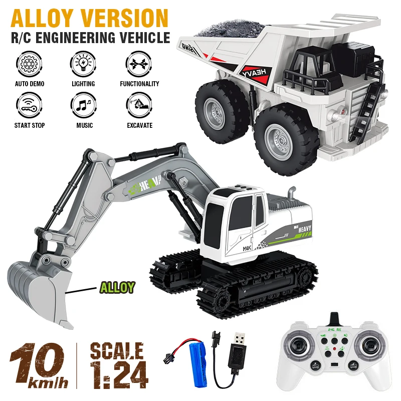 Excavadora RC de aleación con luces, música y control remoto - imagen 2