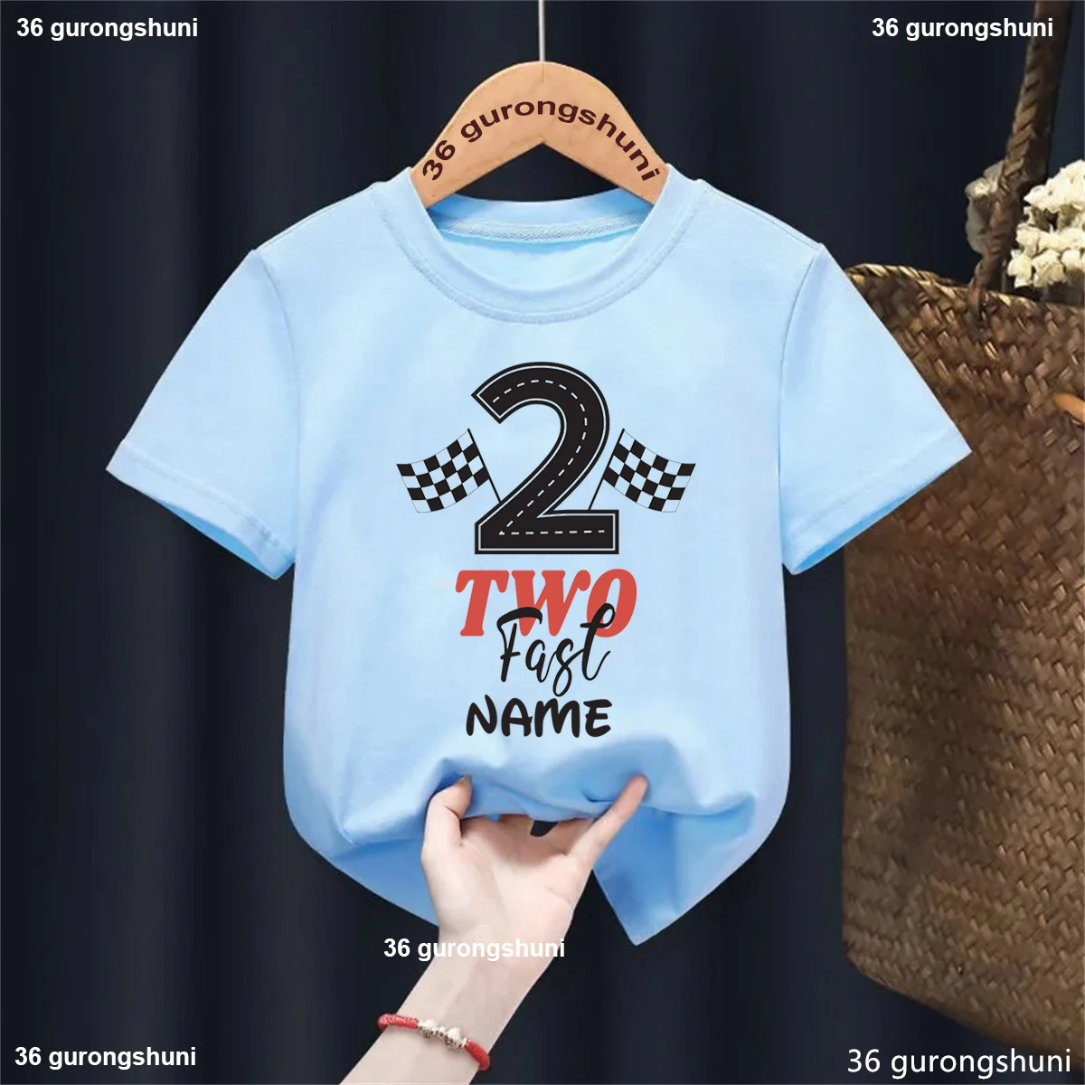 Camiseta infantil personalizada manga corta con banderas de carreras - imagen 5