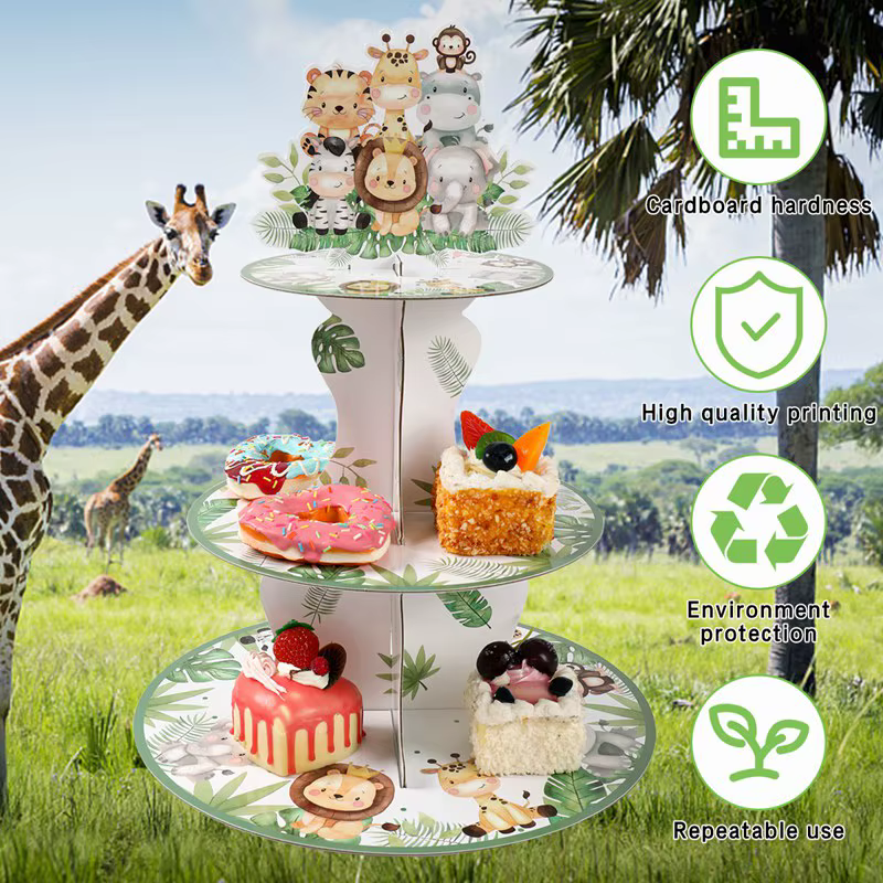 Vajilla desechable para niños con motivo safari