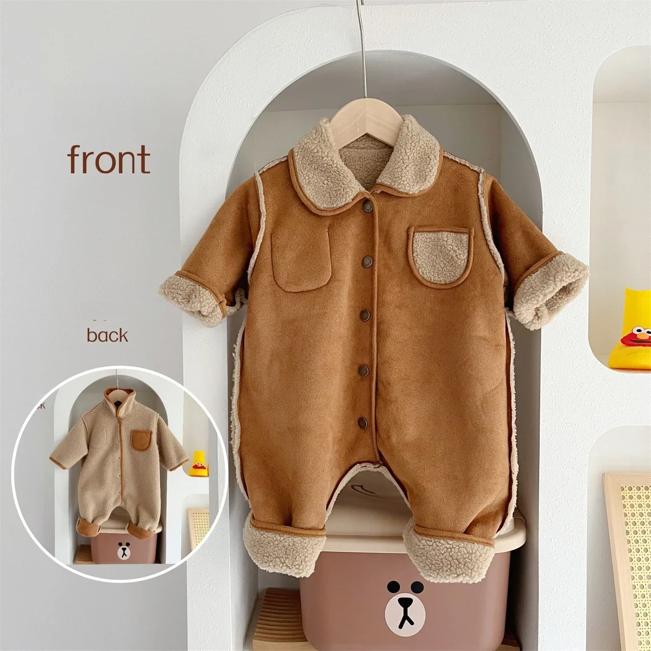Pelele forrado de peluche para bebé – Cálido y suave para invierno