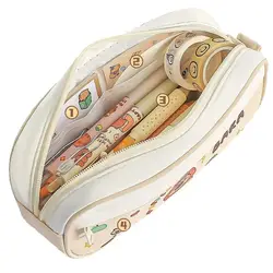 Capybara Kawaii Estuche de lápices para niña, doble cremallera
