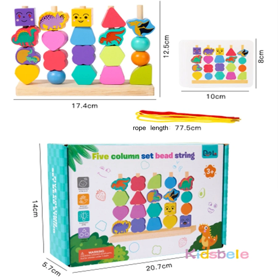 Juego Montessori de apilar y ordenar en madera con formas