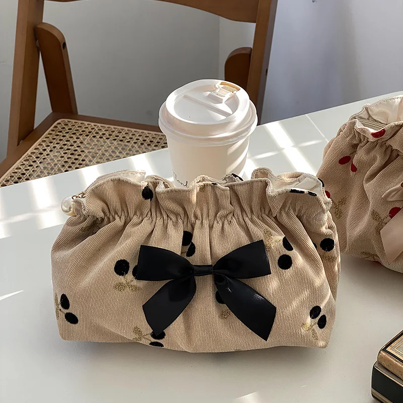 Bolsa de maternidad de pana suave con lazo – Organizer pañales bebé - imagen 5