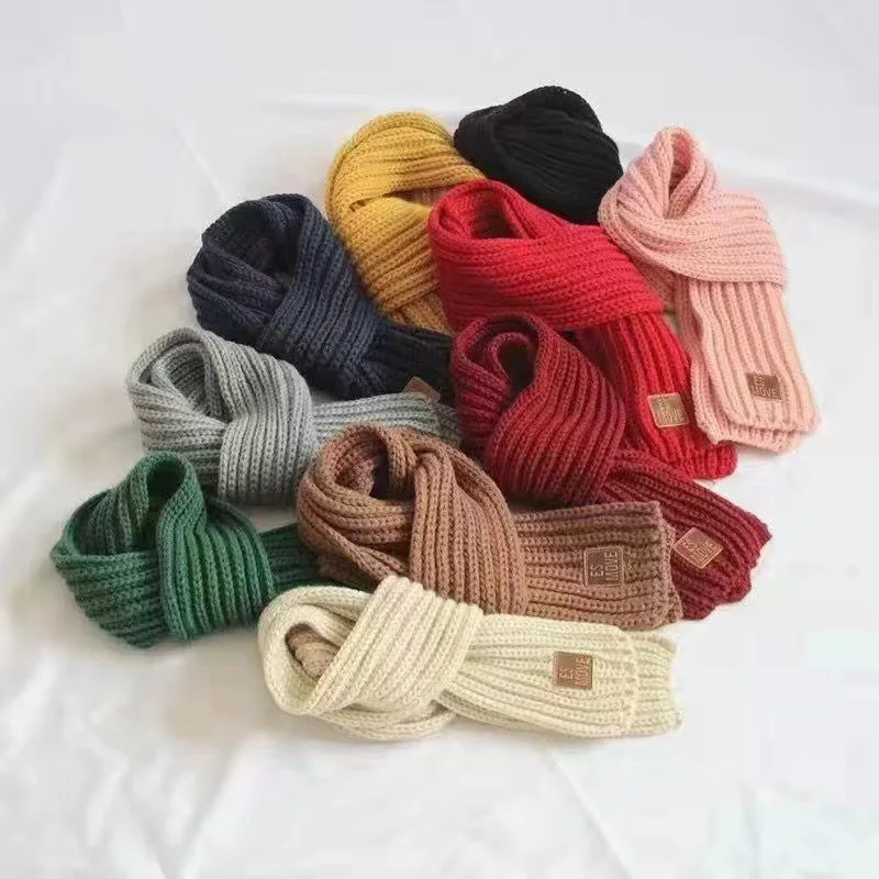 Bufanda cálida para niños y niñas, estilo de punto