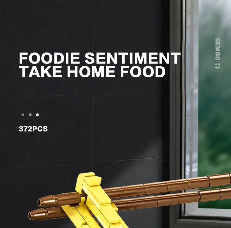 Construcción del set de sushi ramen con ladrillos coloridos