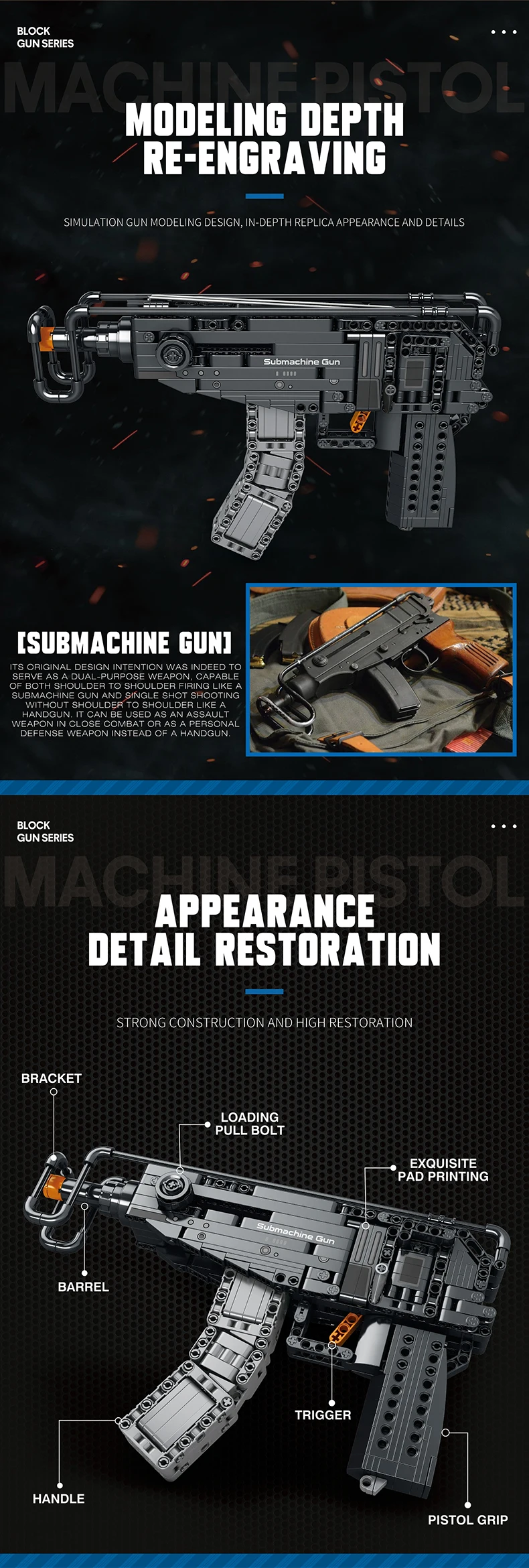 Detalle del diseño militar y piezas para ensamblaje