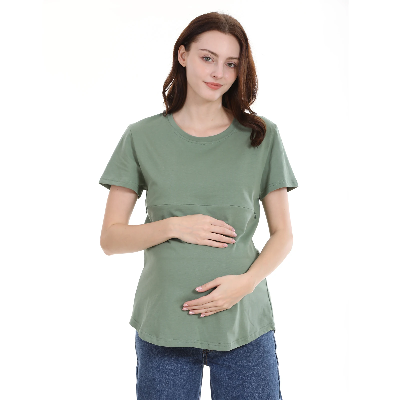 Camiseta de lactancia y maternidad en algodón con abertura lateral - imagen 2