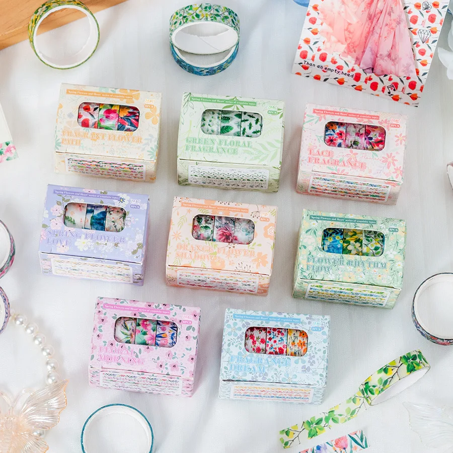 Cinta washi floral romántica para manualidades y regalos escolares - imagen 3