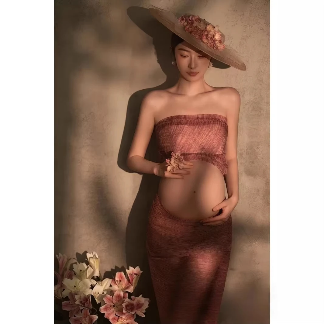 Vestido premamá elegante sin mangas para fotos de estilo retro - imagen 3