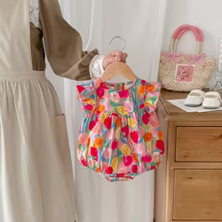 Body verano bebé niña con volantes – Estampado tulipán