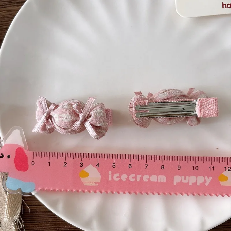 Pinzas para el pelo de niña estilo coreano, lazos rosas a cuadros - imagen 5