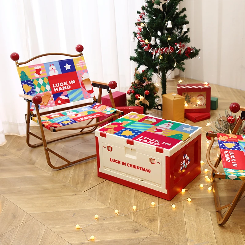 Silla plegable infantil con temática navideña y almacenaje - imagen 2