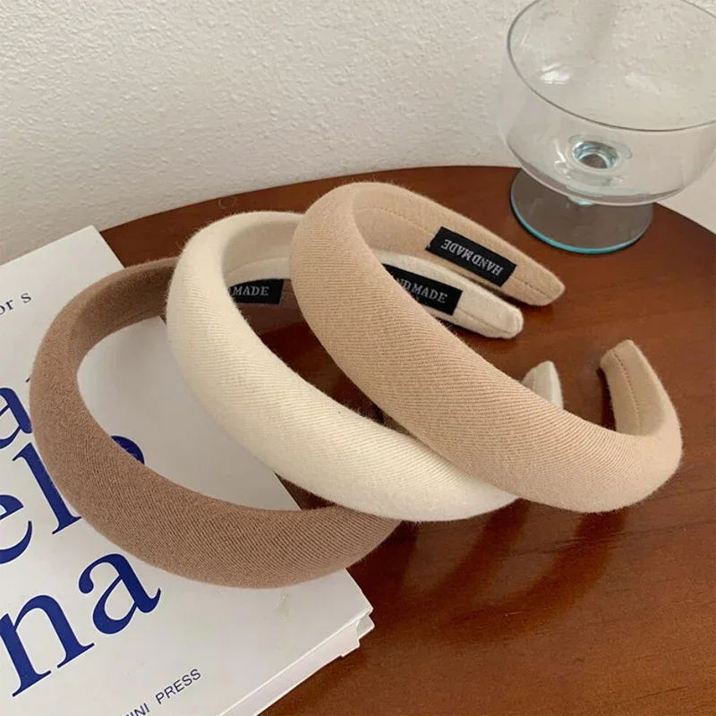 Diadema ancha sencilla para lavar la cara de color sólido