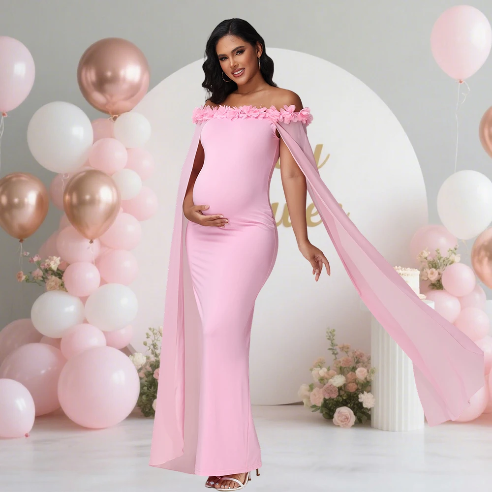 Vestido de maternidad floral con hombros descubiertos maxi - imagen 2
