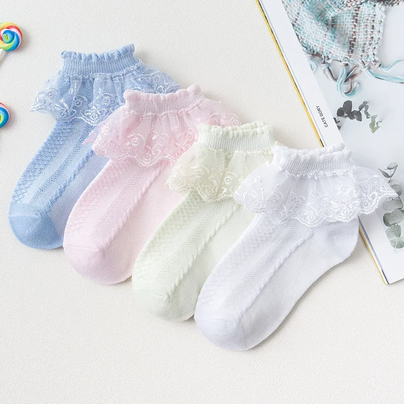 Calcetines de encaje para niña - Algodón suave bordado