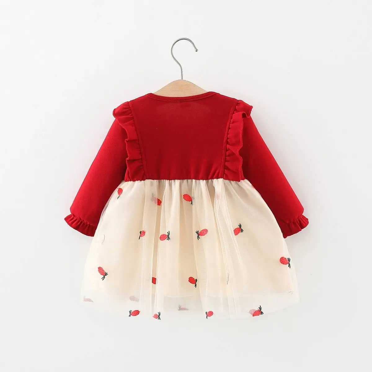 Vestido princesa francés bebé cuello redondo estampado fresa primavera - imagen 5