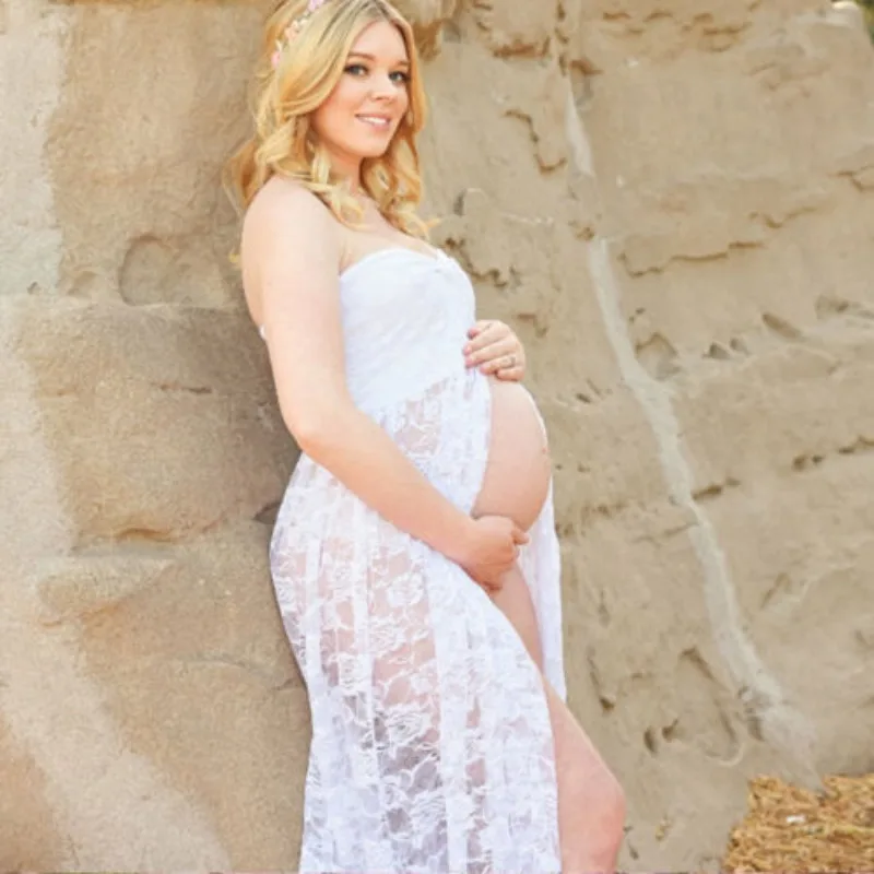 Vestido premamá con abertura frontal para sesiones de fotos - imagen 5