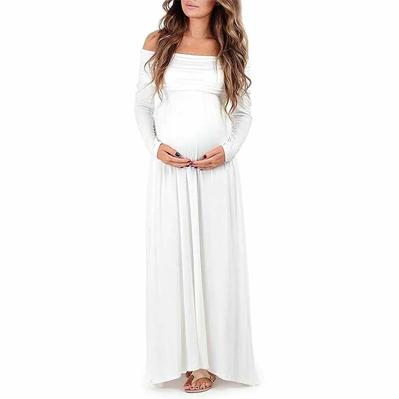 Vestido premamá manga larga para fotos de primavera casual - imagen 4