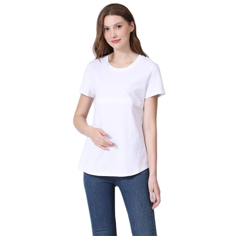 Camiseta de lactancia en algodón con cremallera horizontal posparto