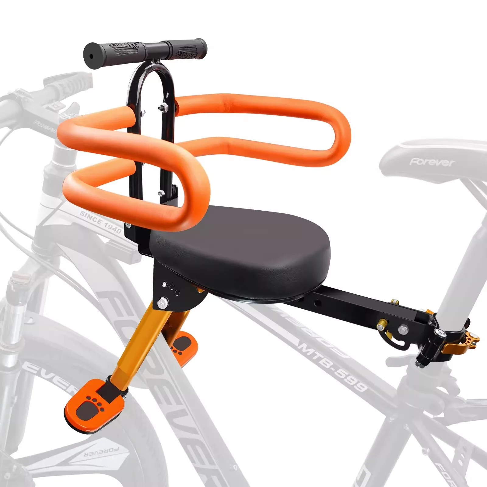 Asiento infantil de bicicleta delantero desmontable con soporte para manillar - imagen 5