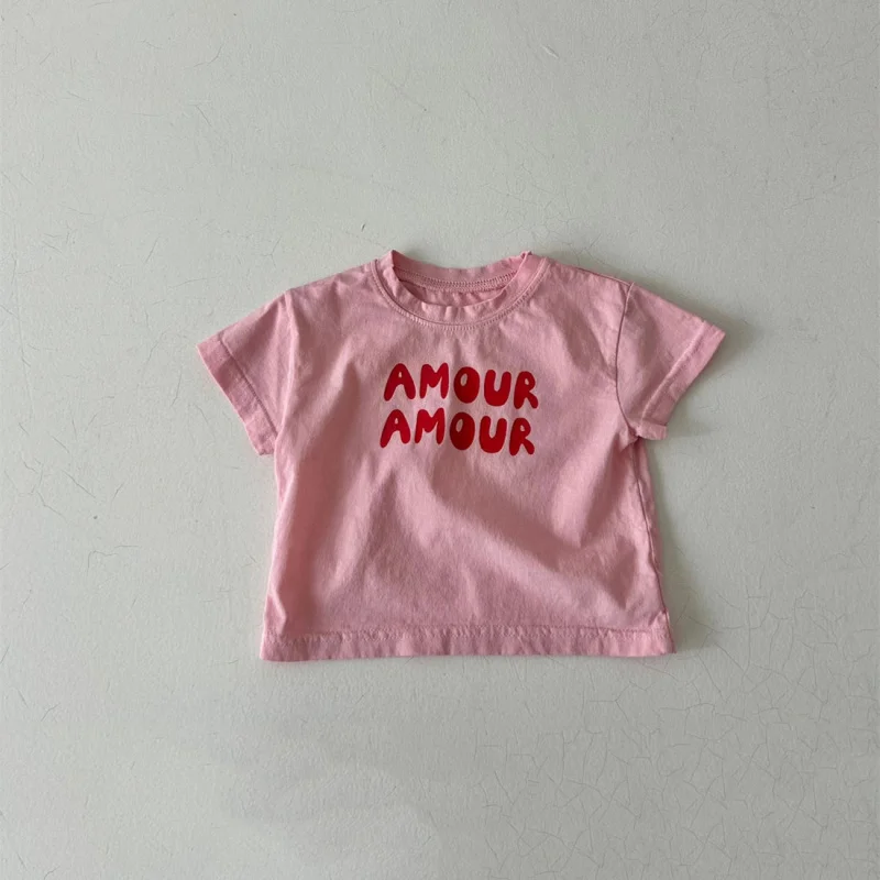 Camiseta verano bebé e infantil con letras, manga corta estilo coreano - imagen 5