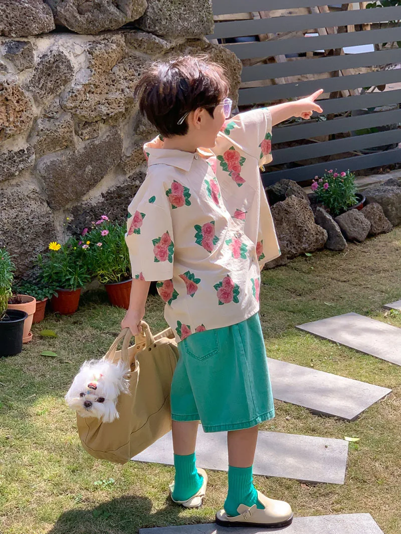 Milangel Conjunto infantil con vestido de rosas y cuello vuelto - imagen 5