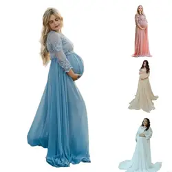 XXFE vestido de maternidad con tren para fiesta, manga media cómodo