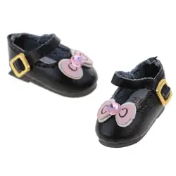Zapatos negros con correa y lazo para muñecas Blythe articuladas