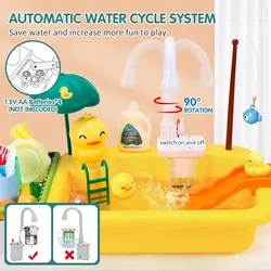 Lavavajillas infantil eléctrico con grifo de agua y juego de rol