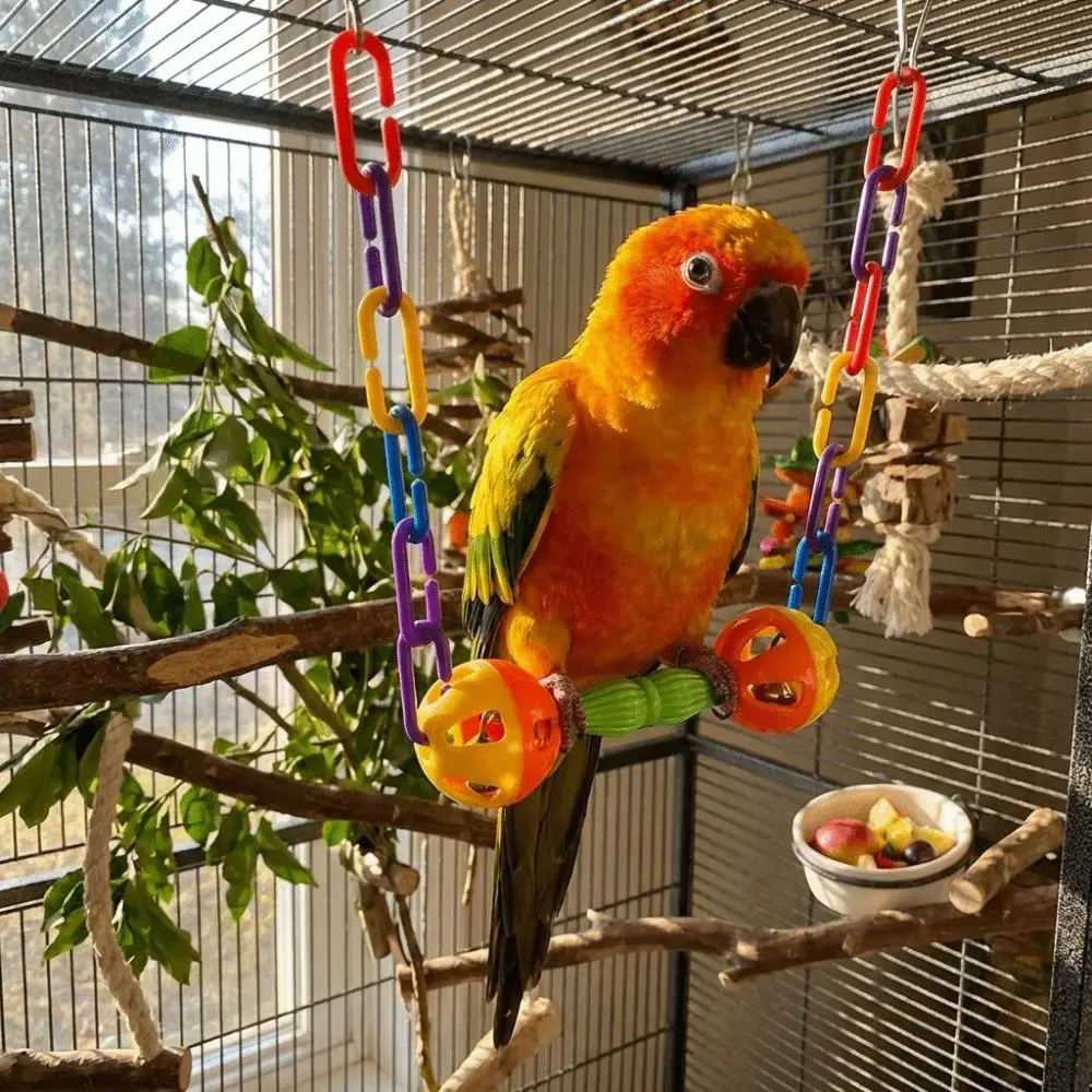 Columpio colgante para pájaros con campanas y soporte plástico - imagen 4