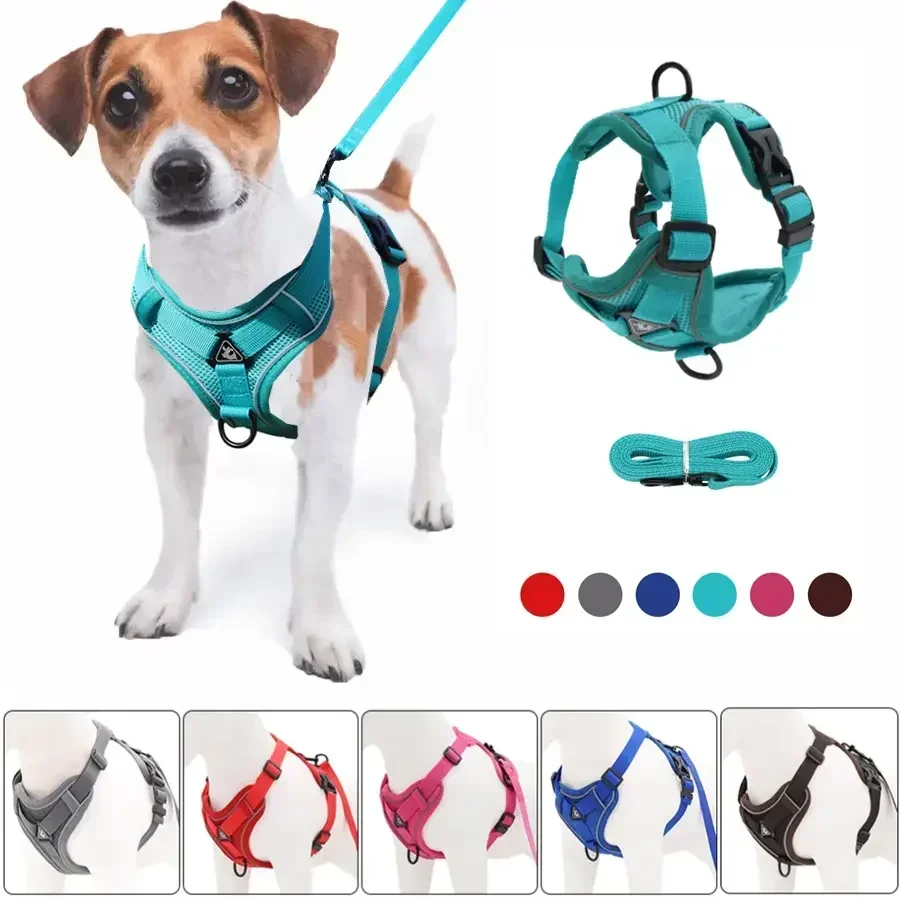 Arnés para perro sin tirones ajustable con correa reflectante