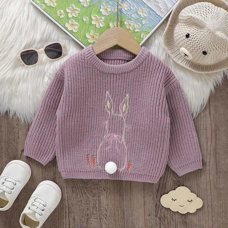 Jersey de punto de lana para bebés – Manga larga suave y cuello redondo para invierno - imagen 2