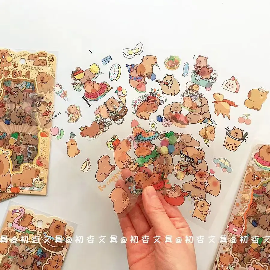 Pegatinas impermeables transparentes de capibara para cuaderno móvil - imagen 4