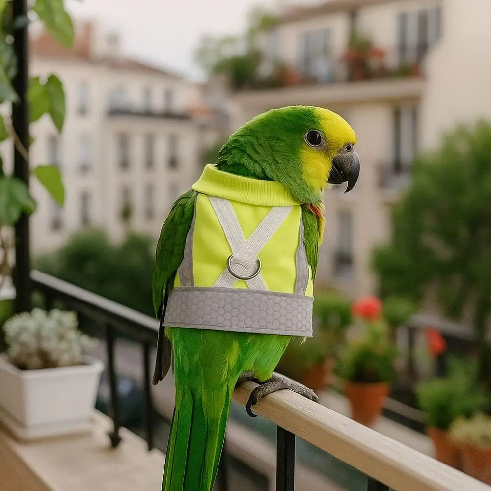 Arnés de vuelo ajustable para loros con chaleco seguro y cuerda