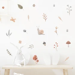 Pegatinas de pared para guarderia con hojas y caracoles bohemios