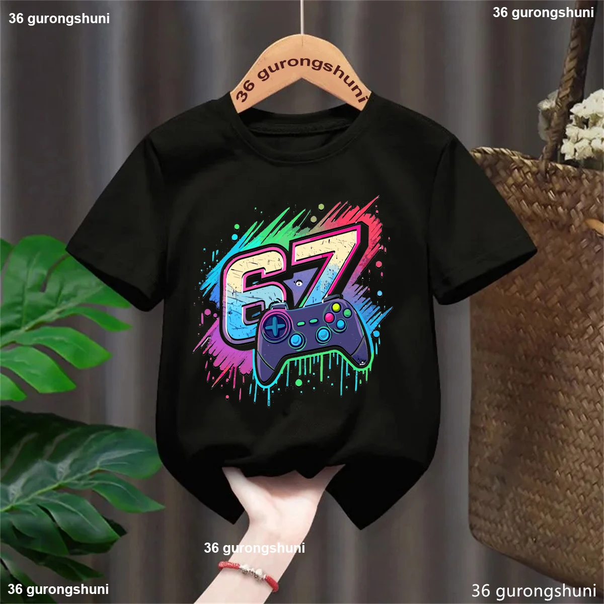 Camiseta manga corta estampada divertida Game Six Seven 67 para niños - imagen 5