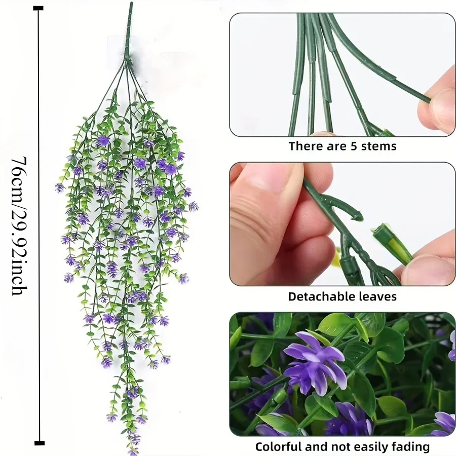 Plantas colgantes artificiales para exterior - eucalipto UV resistente - imagen 3