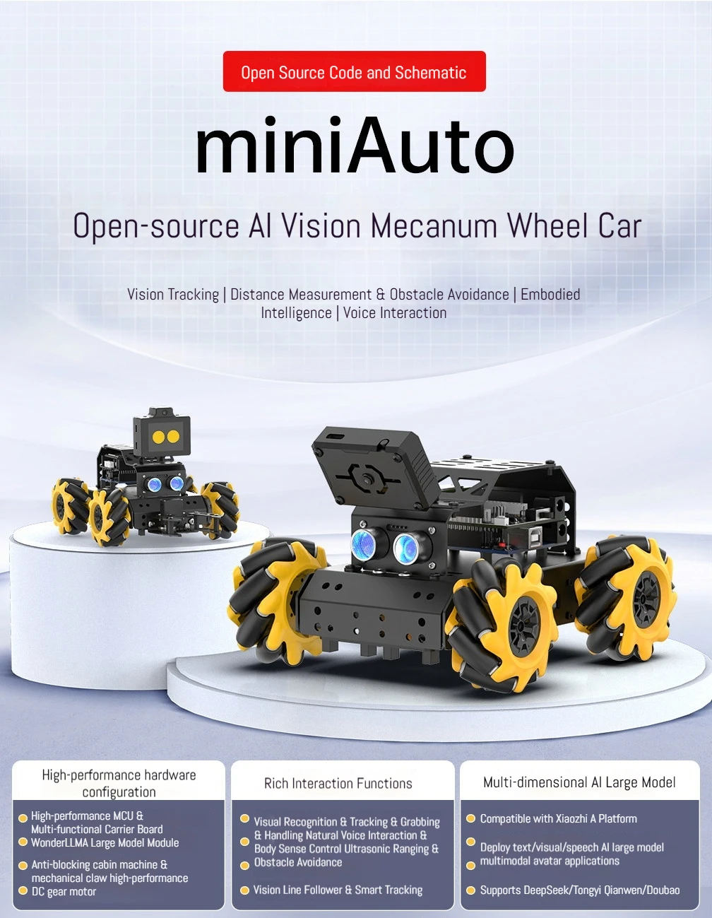 Hiwonder MiniAuto Ai con ruedas Mecanum
