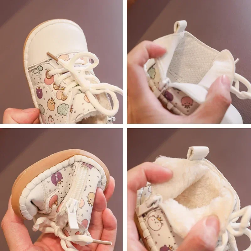 Botas nieve niña felpa suave antideslizantes con oso invierno - imagen 3