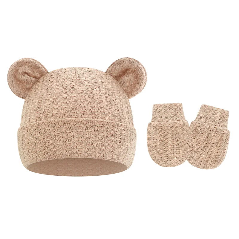 Conjunto de gorro y guantes de punto para recién nacido - imagen 4