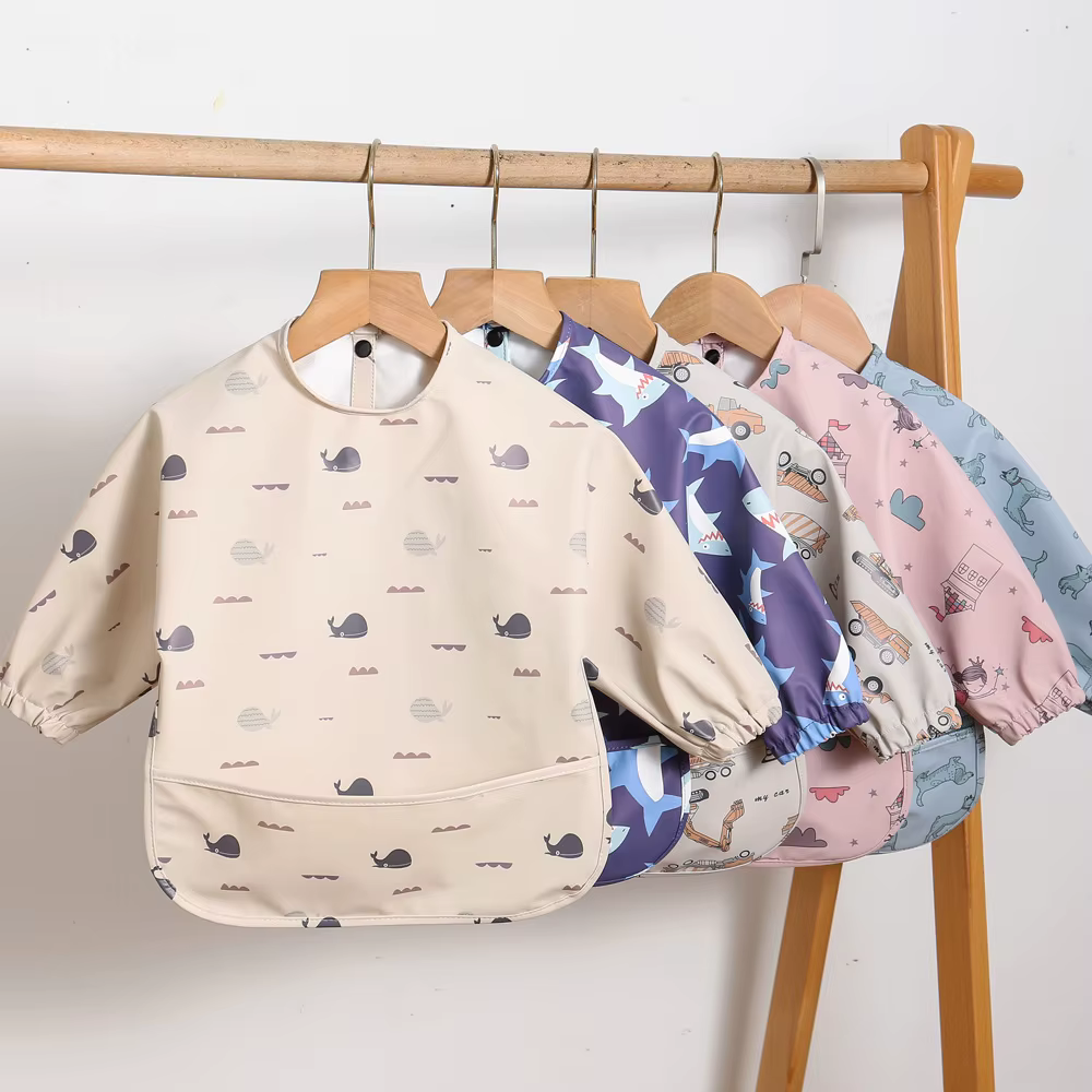 Bata de alimentación impermeable para bebé – Manga larga con animales - imagen 5